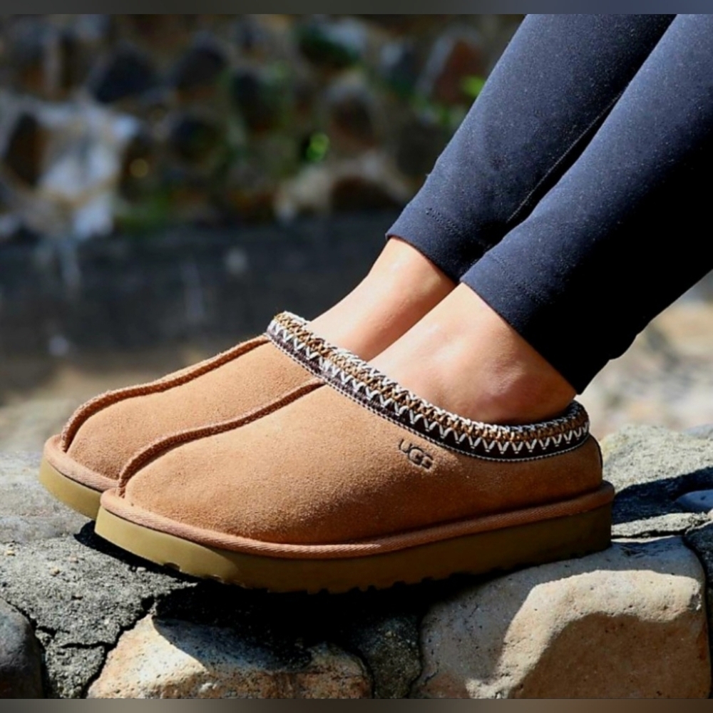 UGG Chestnut Suede Slip-On Slippers